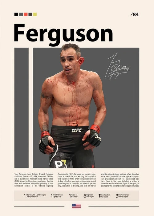 Tony Ferguson UFC Minimalist Wall Art Poster