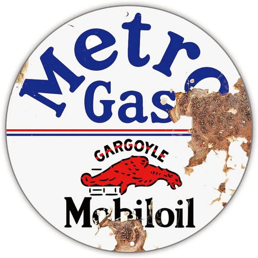 Metro Gas Mobil Vintage Garage Metal Sign Poster