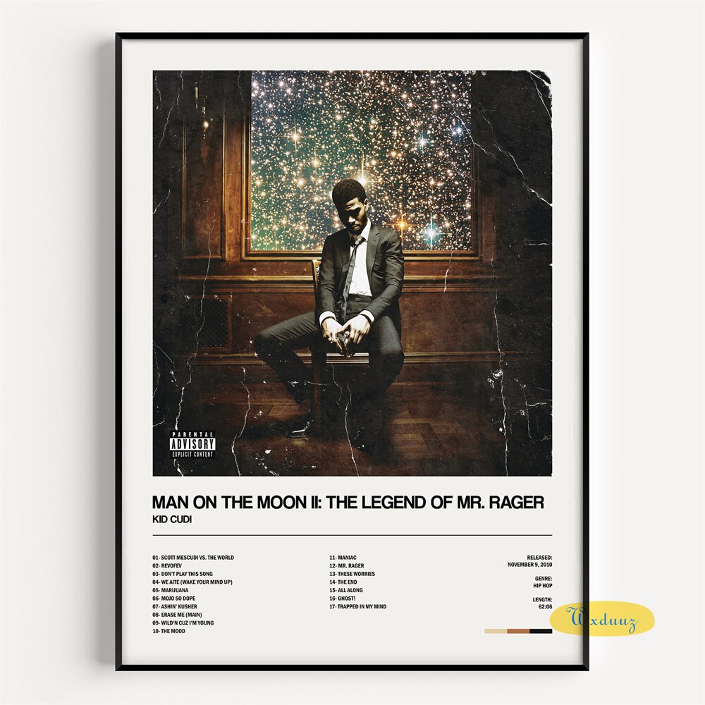 Kid Cudi Man On The Moon II Minimalist Album Cover Poster