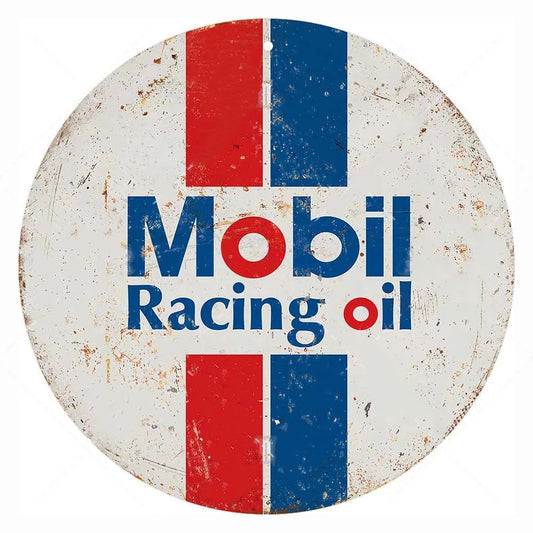Mobil Racing Oil Vintage Mechanic Shop Garage Decor Metal Sign Poster