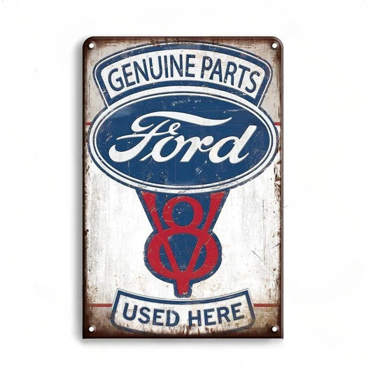 Genuine Ford Parts Used Here Vintage Ford Metal Sign Poster
