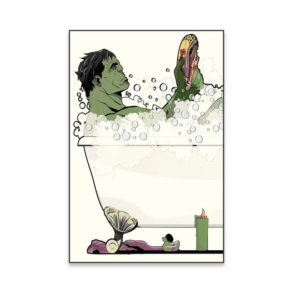 Hulk In The Tub Funny Bathroom Poster