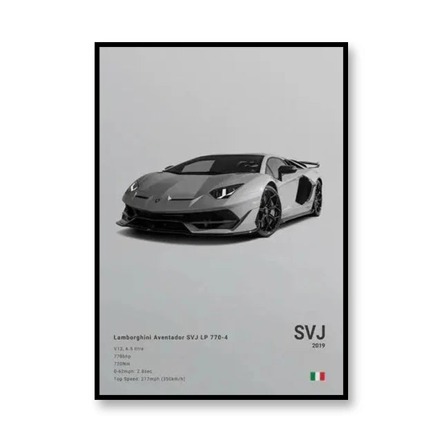 Lamborghini SVJ Avendator Car Poster