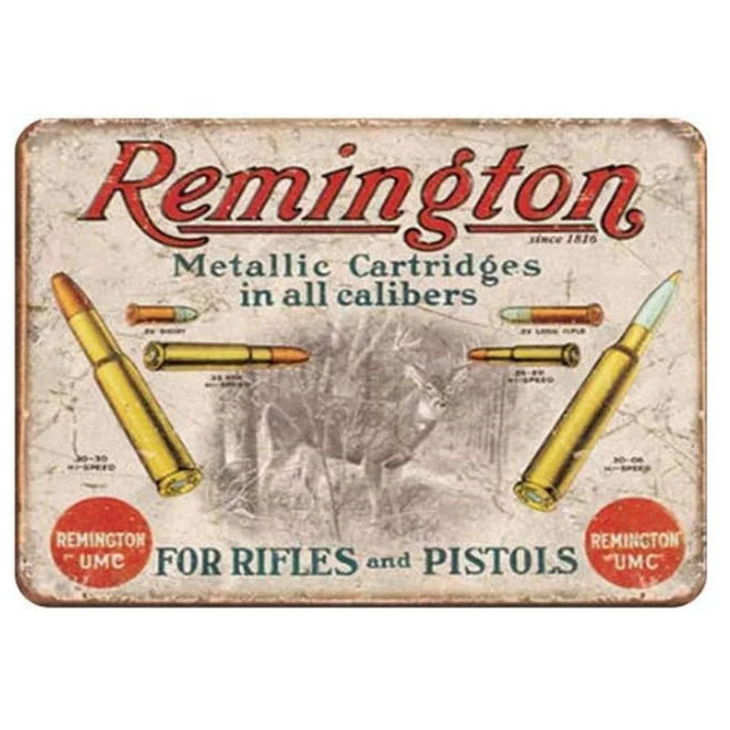 Remington Ammo For Rifles and Pistols Ad Metal Sign Poster