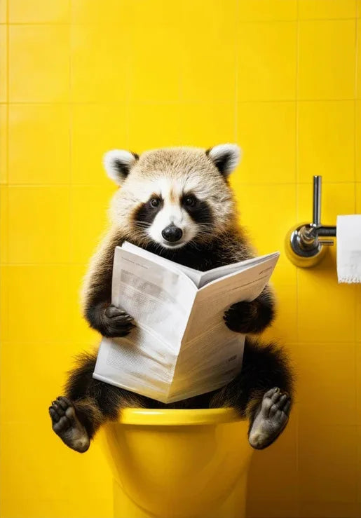 Raccoon Animal On Toilet Bathroom Poster
