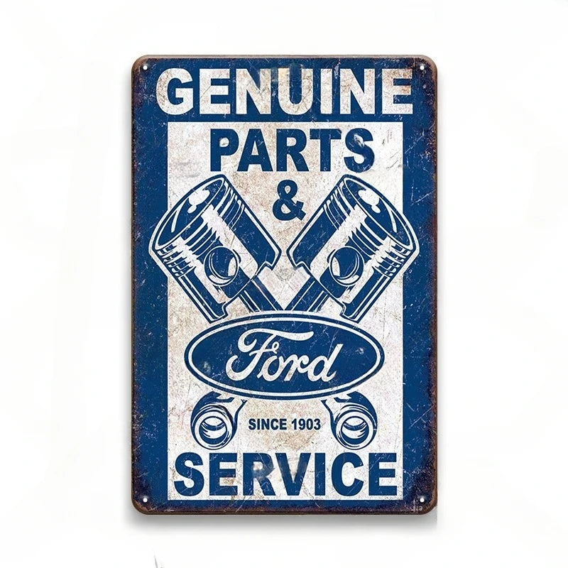 Genuine Parts Service Vintage Ford Metal Sign Poster