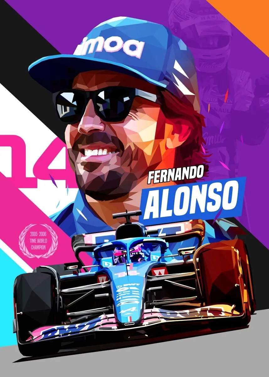 Fernando Alonso Inspired Poster, 16 X 24 Aston Martin Formula 1 Minimalist,  Mid-century Modern Print, Wall Art DIGITAL DOWNLOAD 