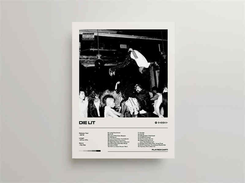 Playboi Carti Die Lit Minimalist Album Cover Poster