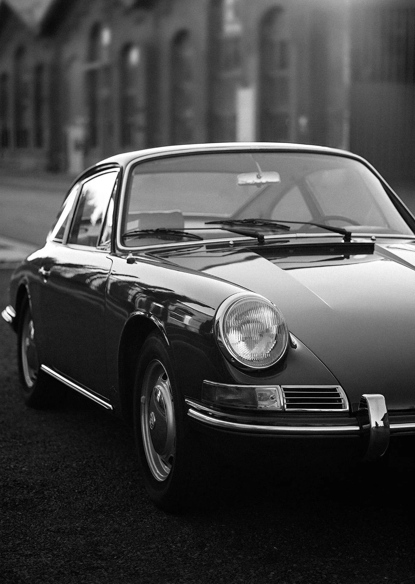 Vintage Porsche Black and White Car Poster