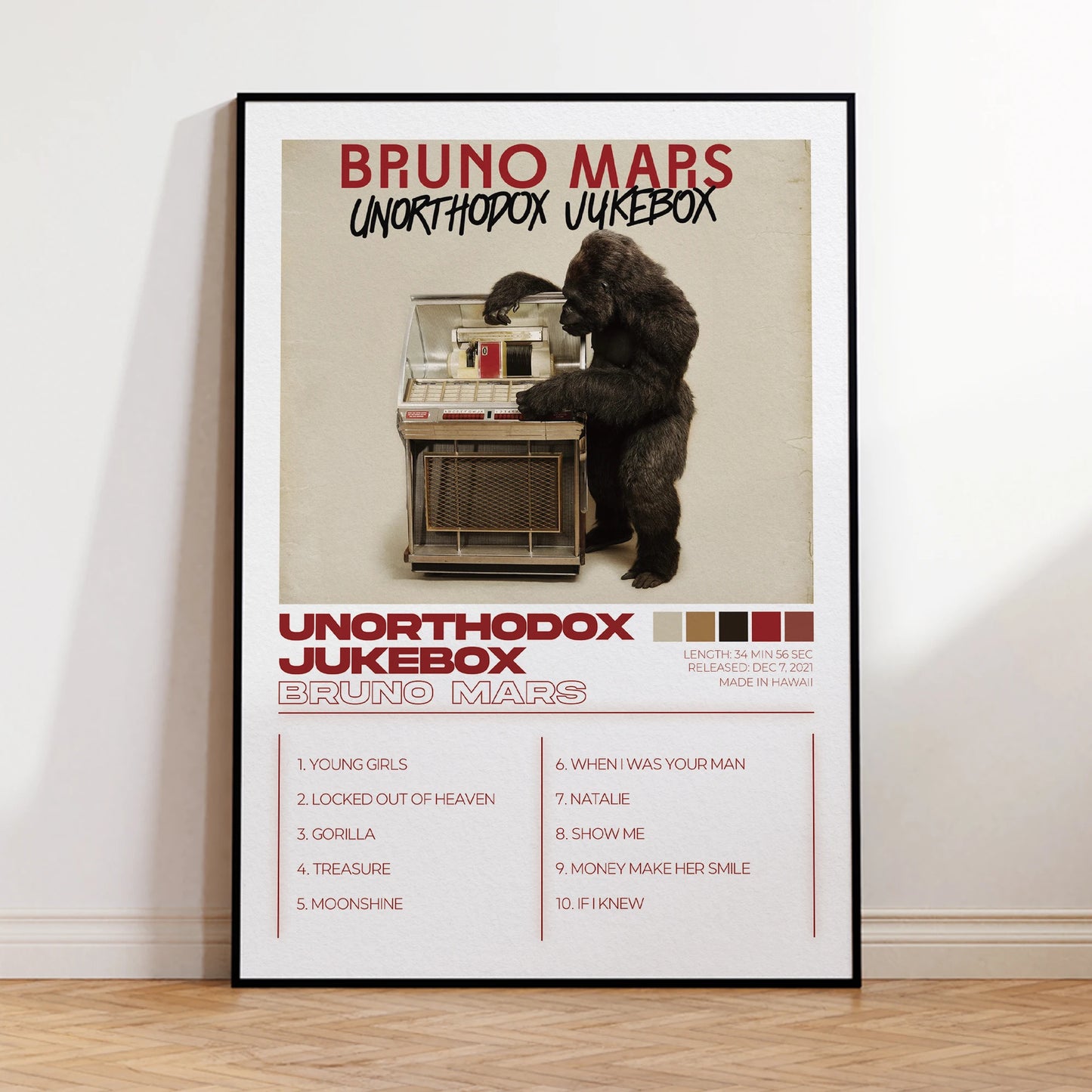 Bruno Mars Unorthodox Jukebox Minimalist Album Poster