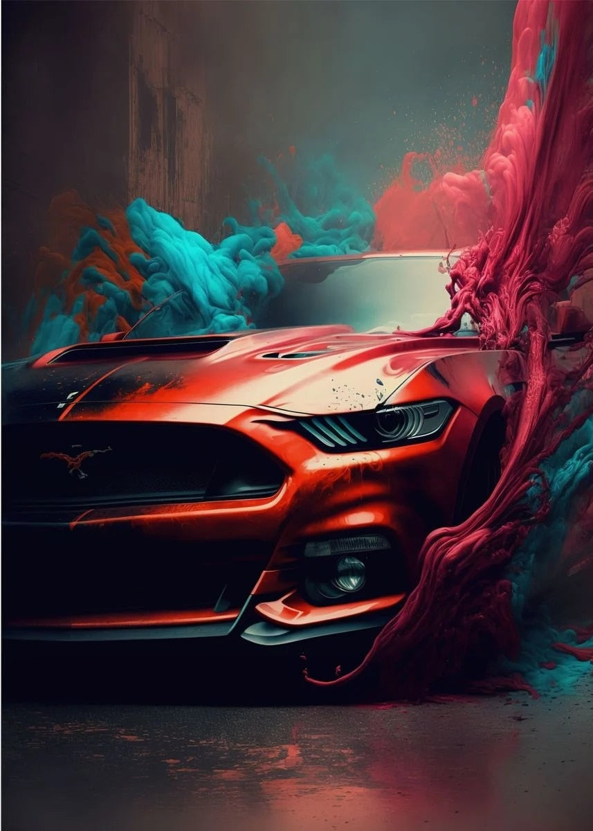 Ford Mustang Super Car Futuristic Art Poster