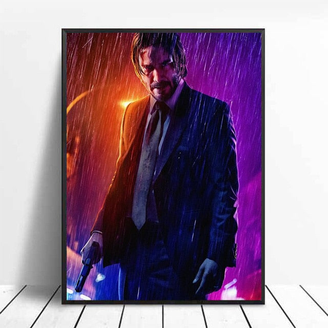 John Wick Orange Purple Artwork Movie Poster