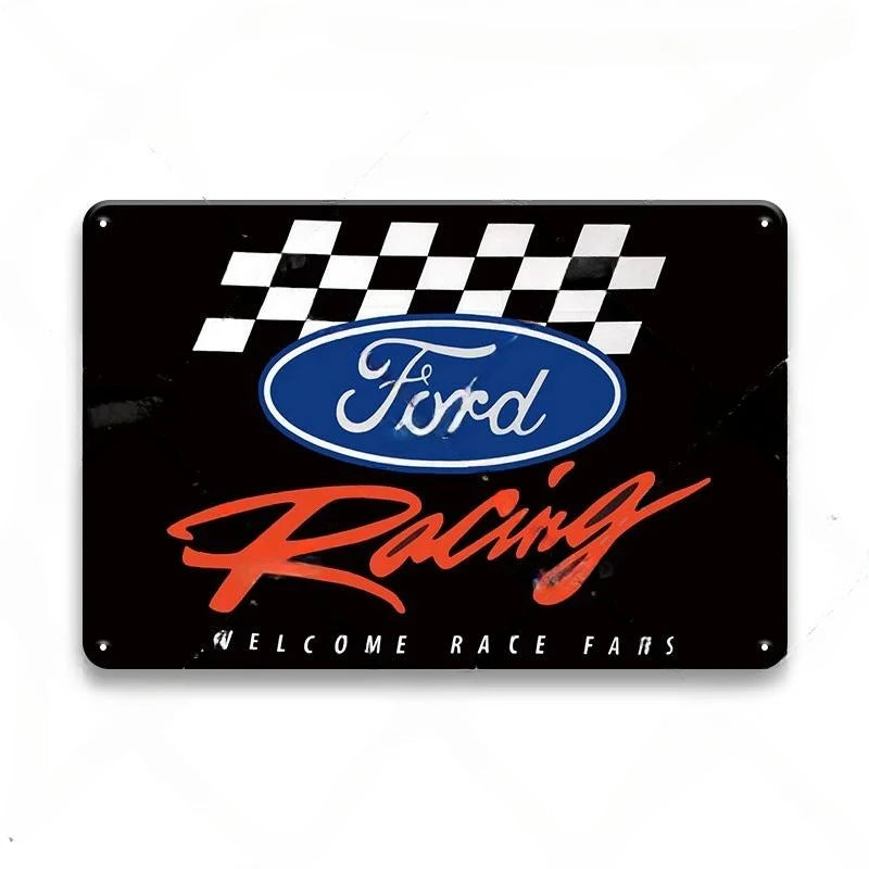 Ford Racing Vintage Ford Metal Sign Poster
