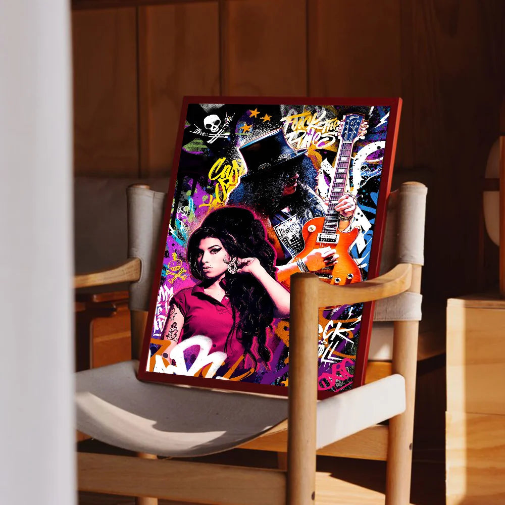 Amy Winehouse and Slash Graffiti Poster