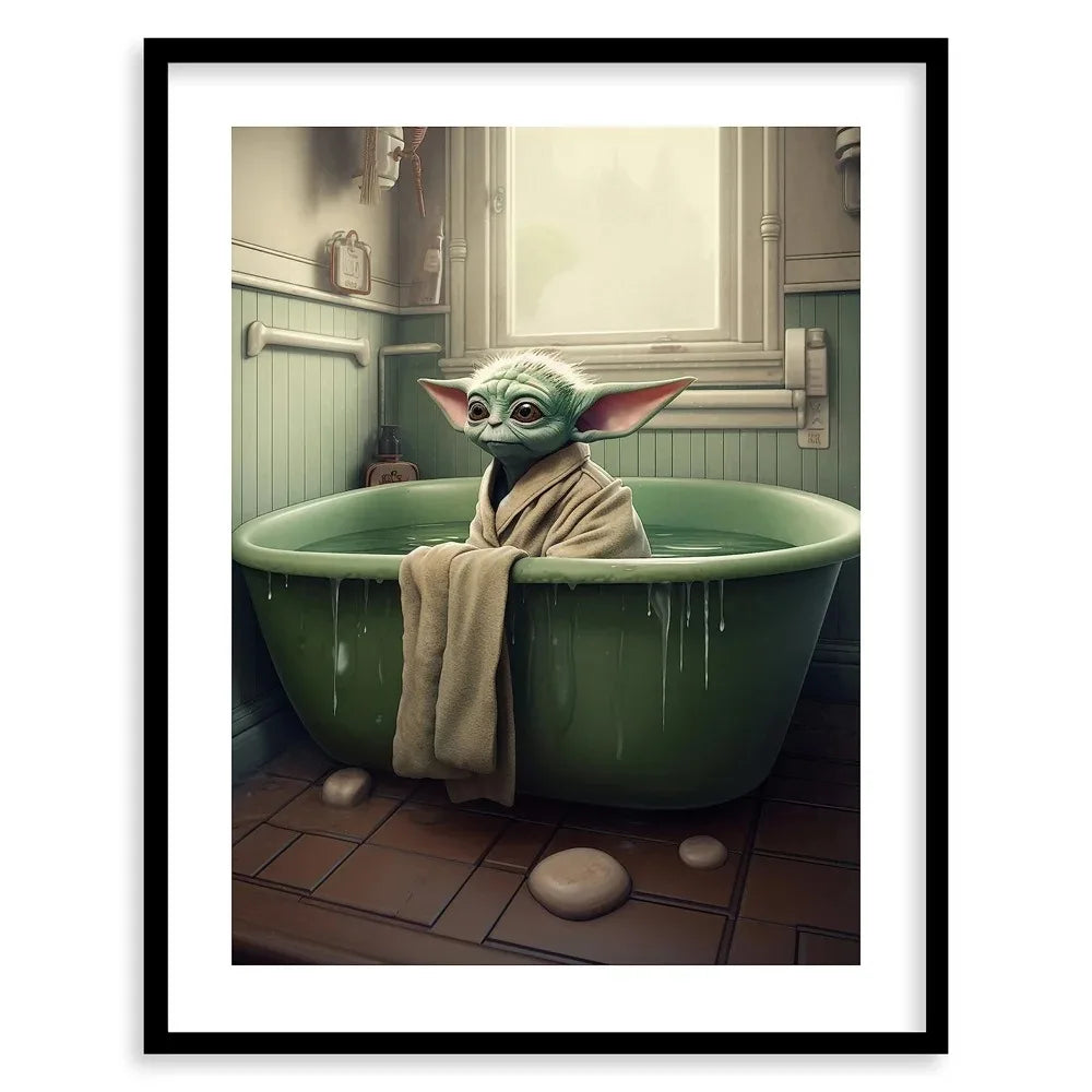 Baby Yoda Funny Bathroom Poster