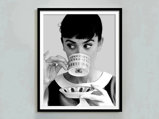 Audrey Hepburn Sipping Coffee Poster