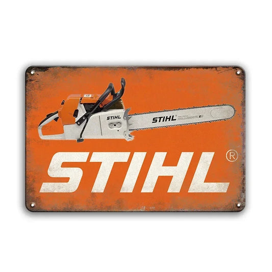 Stihl Chainsaw Rustic Man Cave Garage Metal Sign Poster