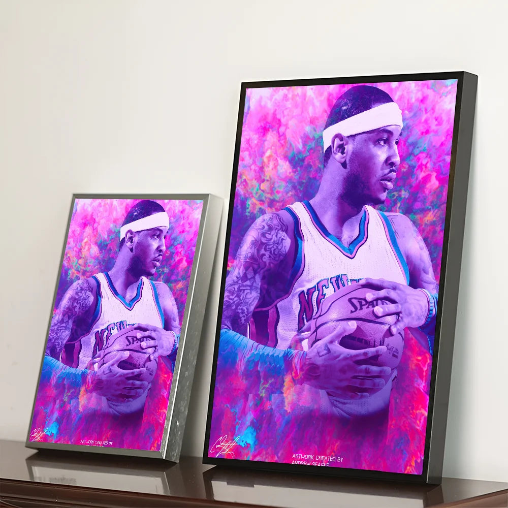 Carmelo Anthony Purple Abstract NBA Poster
