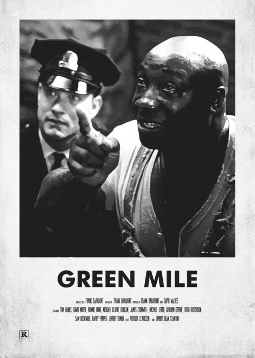 Green Mile Black White Minimalist Movie Poster