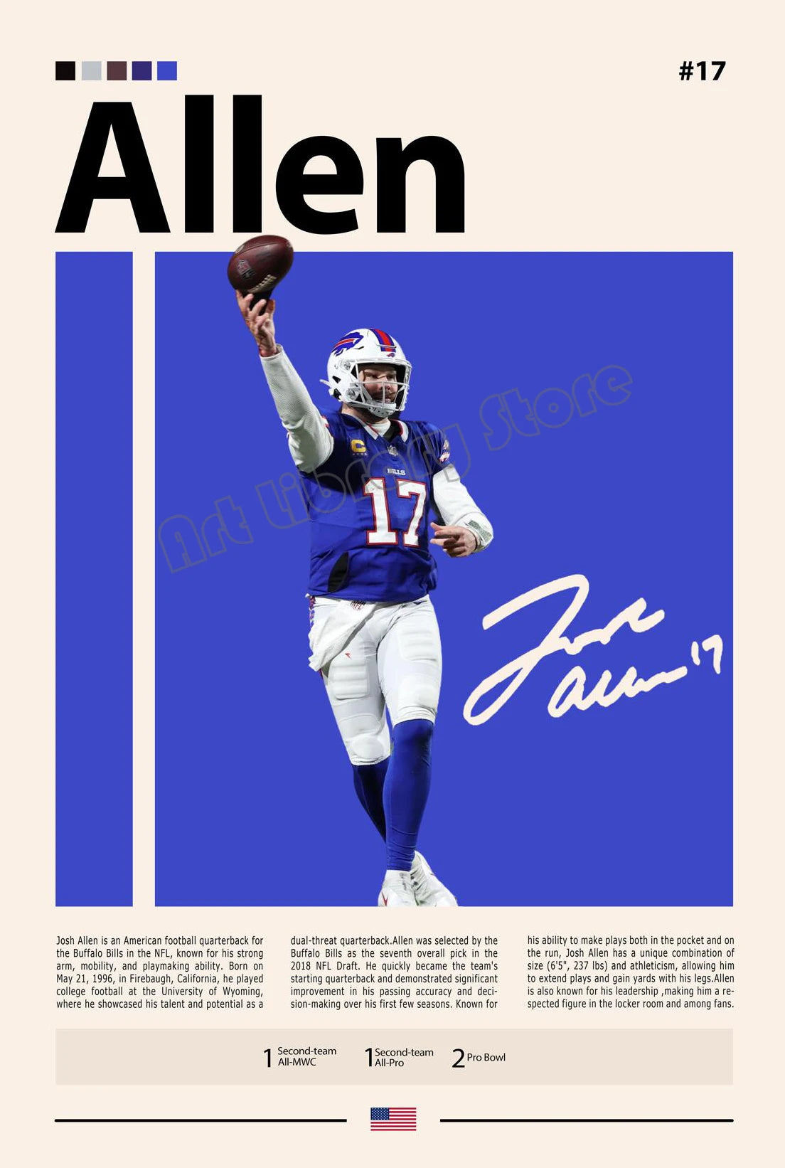 Josh Allen Bills Minimalist Poster