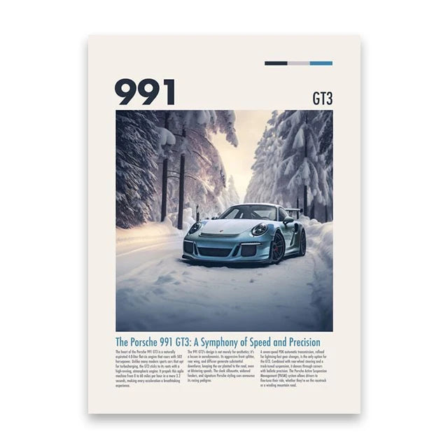 Porsche 991 GT3 Minimalist Car Poster