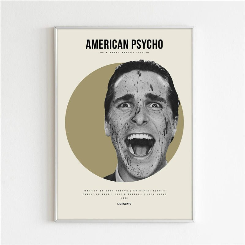 American Psycho Patrick Bateman Horror Movie Minimalist Retro Wall Decor  Poster