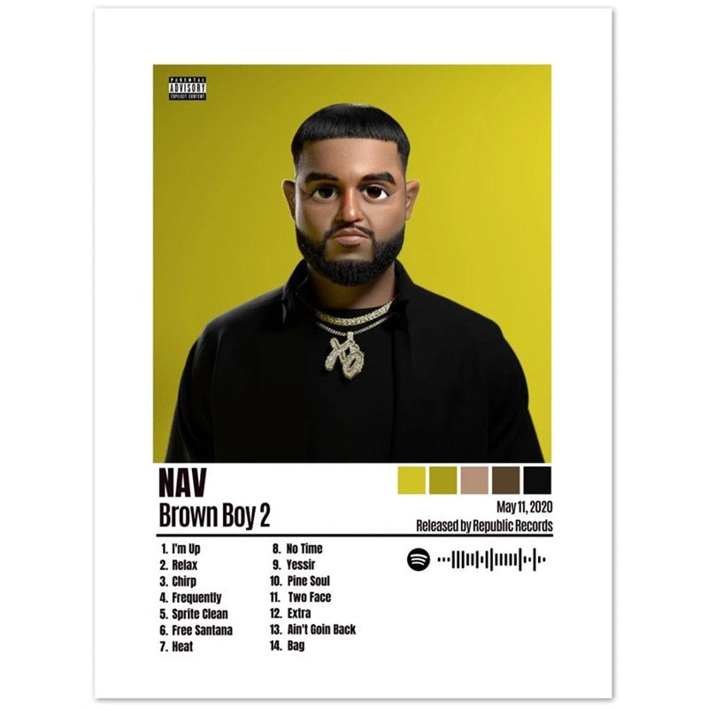 NAV Brown Boy 2 Minimalist Album Cover Poster