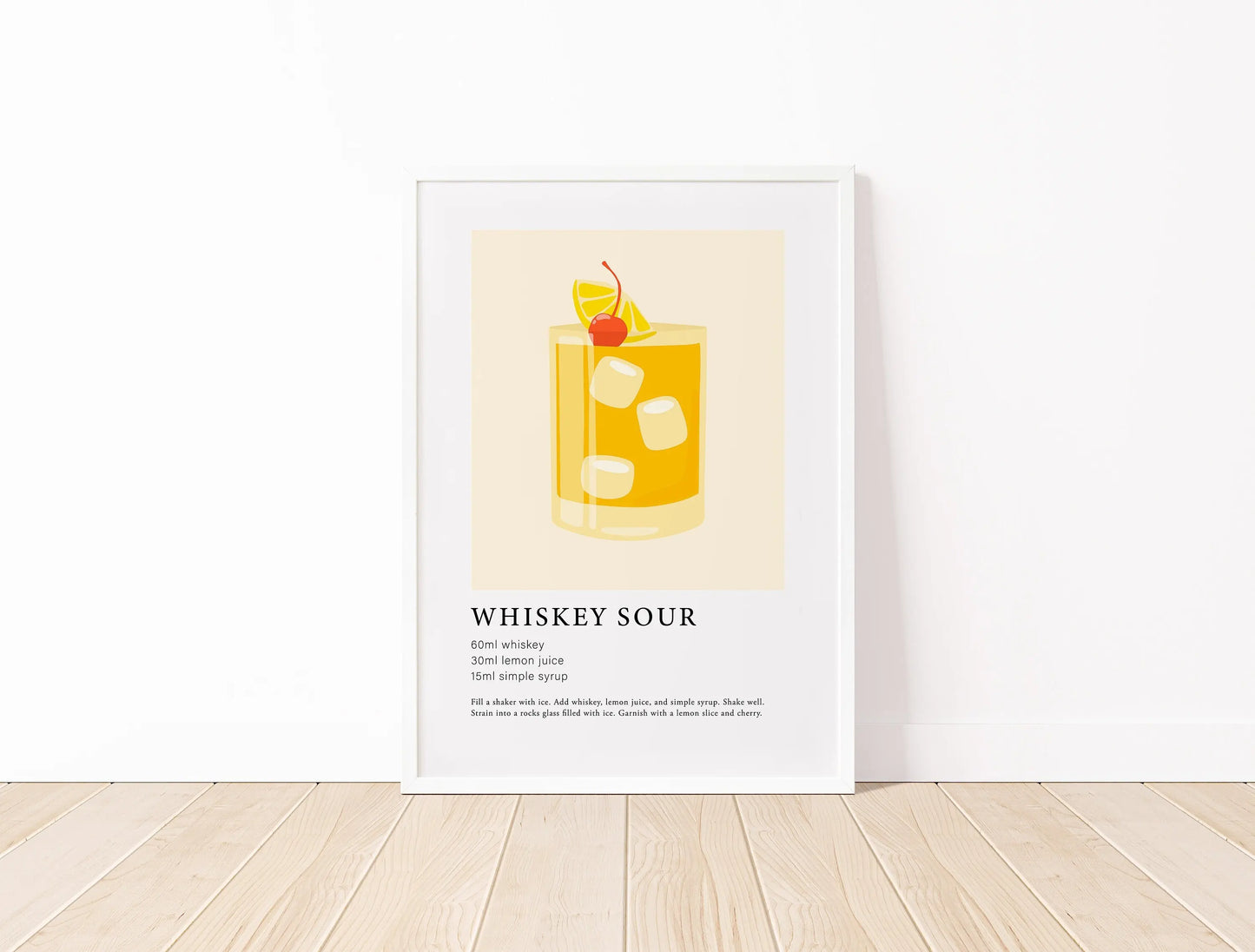 Whiskey Sour Cocktail Bar Wall Art Poster