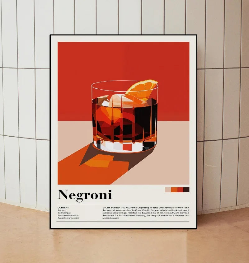 Negroni Cocktail Bar Decor Poster