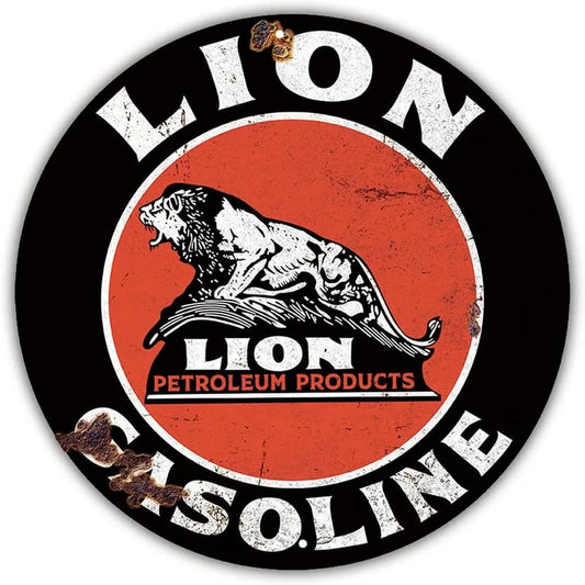 Lion Gasoline Vintage Garage Metal Sign Poster