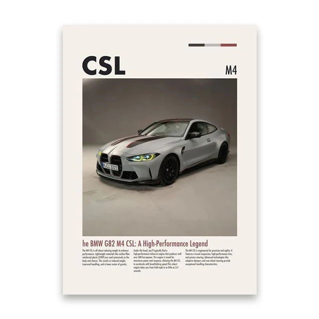 BMW CSL M4 Minimalist Car Poster