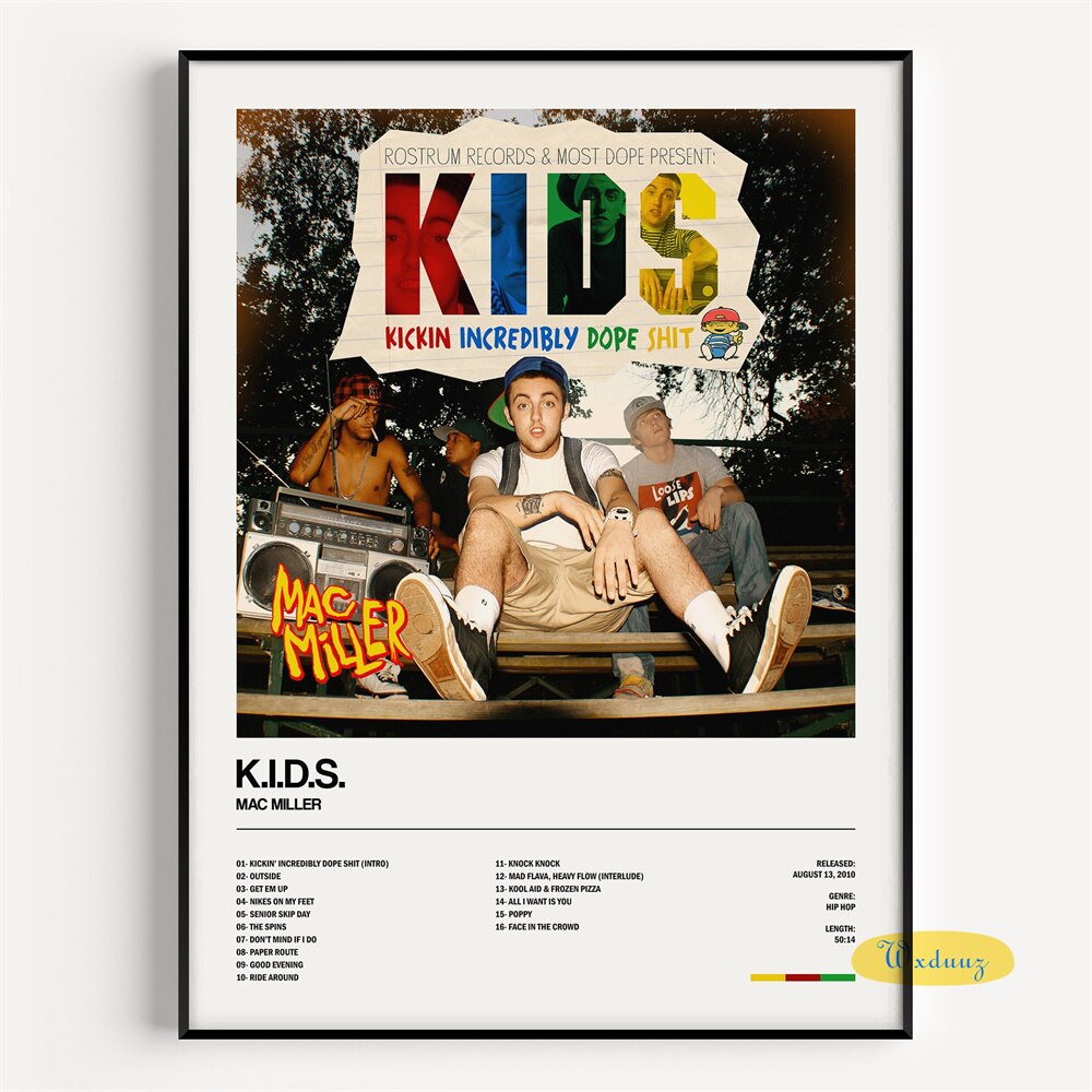 Mac Miller K.I.D.S. Minimalist Album Cover Poster