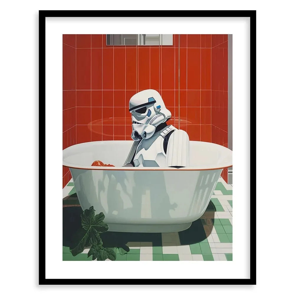 Storm Trooper In The Tub Funny Star Wars Bathroom Poster