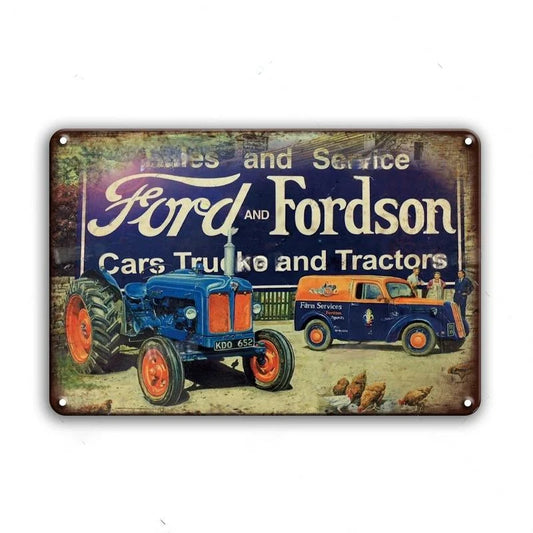 Ford and Fordson Trucks and Tractors Vintage Ford Metal Sign Poster