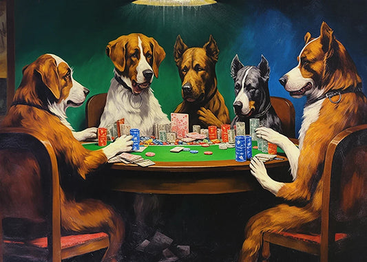Dogs Playing Poker Funny Poster