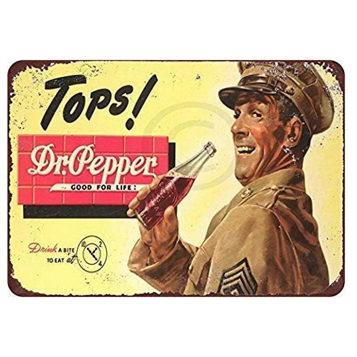 Dr. Pepper Tops! Vintage Ad Metal Sign Poster