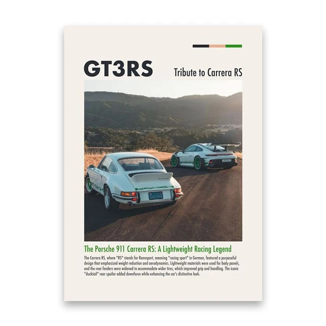 Porsche GT3Rs Minimalist Car Poster
