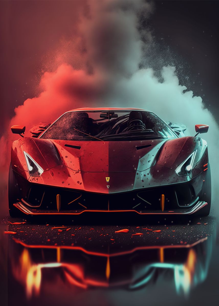 Lamborghini Super Car Futuristic Art Poster