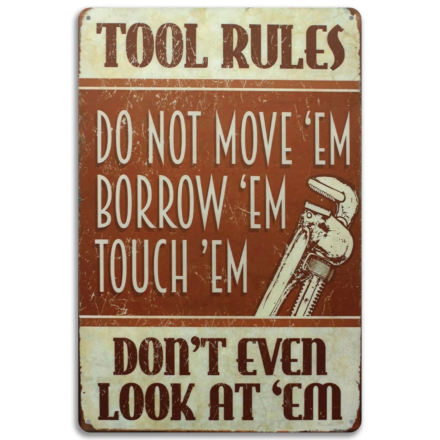 Tool Rules Rustic Man Cave Garage Metal Sign Poster