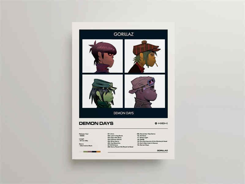 Gorillaz Demon Days Minimalist Album Cover Poster