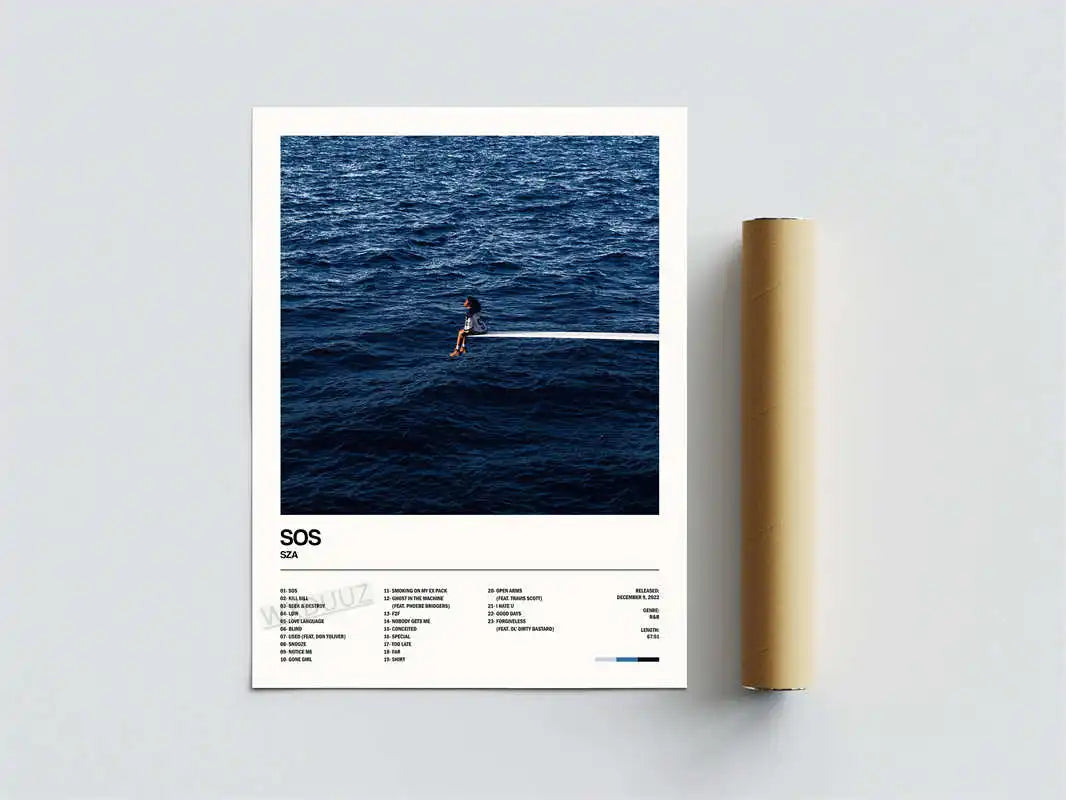 Sza SOS Minimalist Album Cover Poster – Aesthetic Wall Decor
