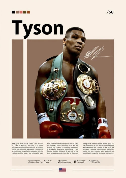 Young Mike Tyson Boxing Minimalist Poster
