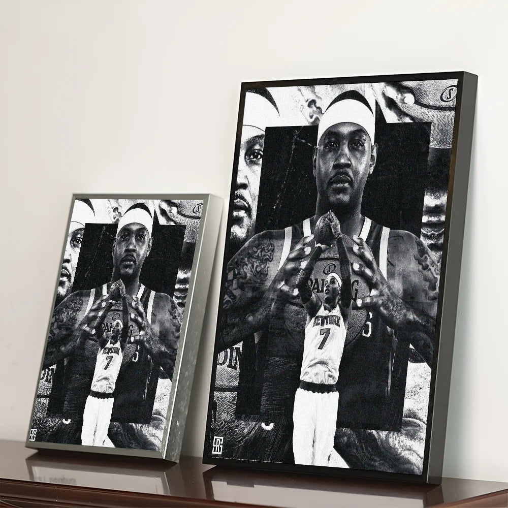 Carmelo Anthony Knicks Black and White Poster
