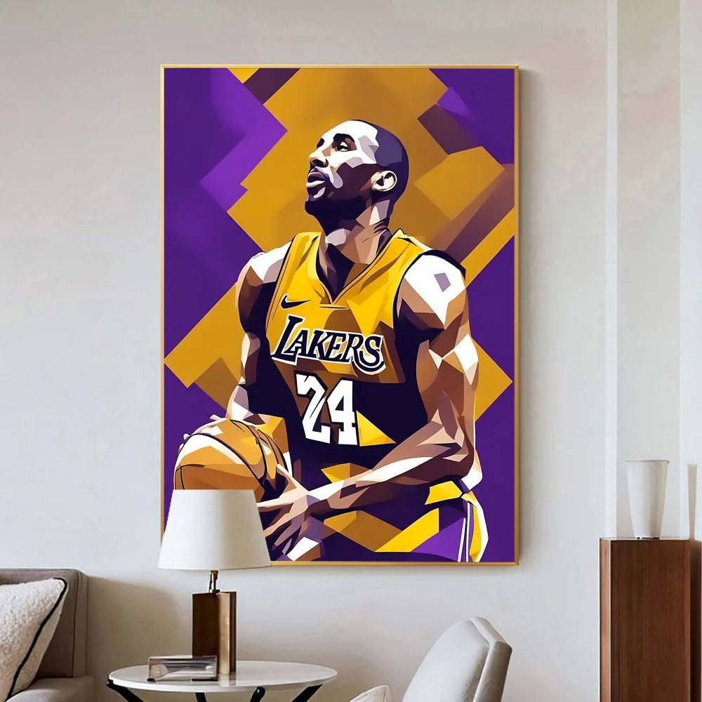 Kobe Bryant Lakers Yellow and Purple Wall Art Poster