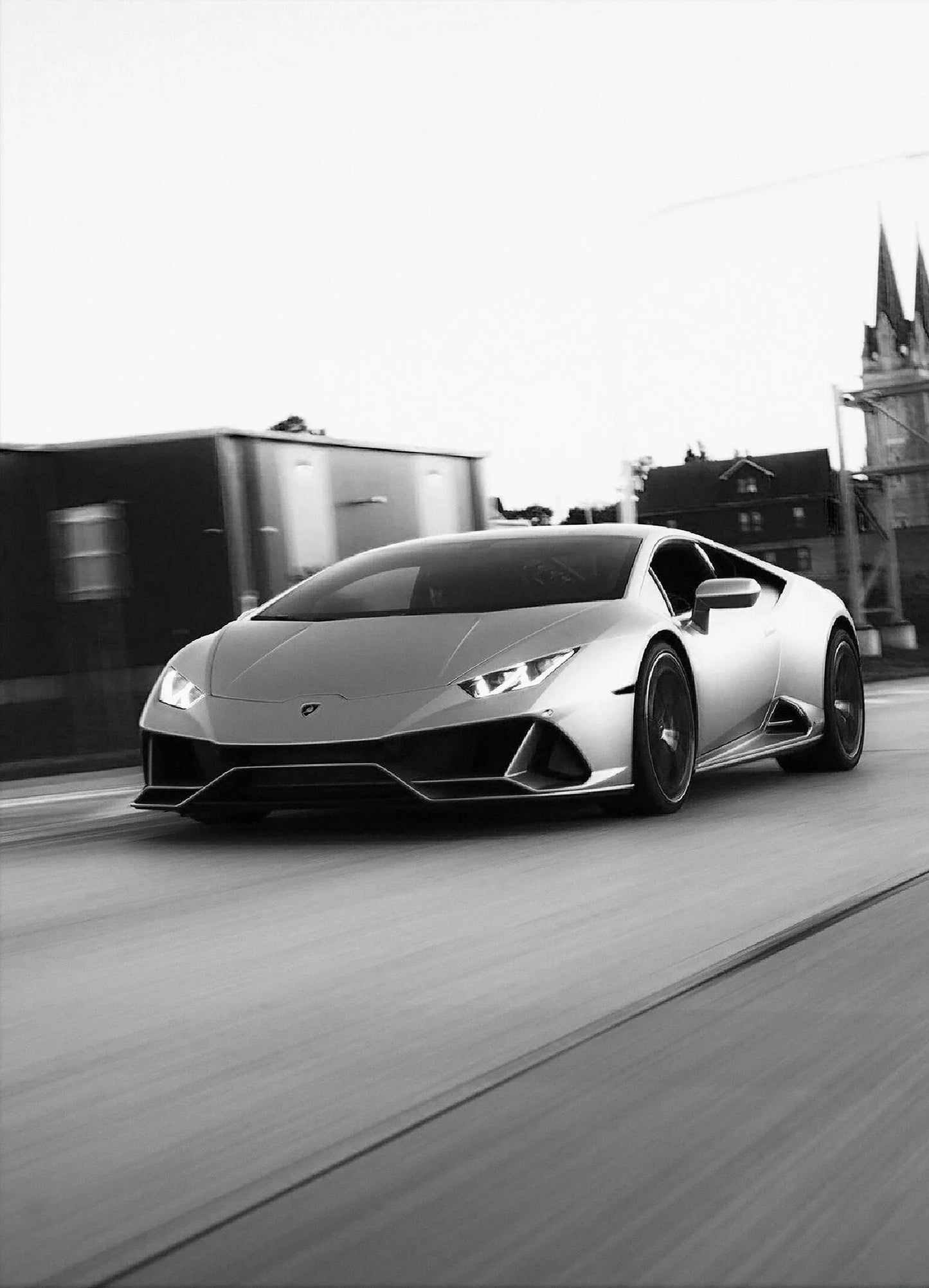 Lamborghini Black and White Car Poster