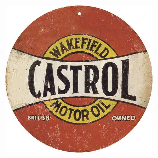 Castrol British Owned Vintage Mechanic Shop Garage Decor Metal Sign Poster