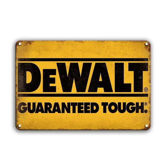 Dewalt Guaranteed Tough Rustic Man Cave Garage Metal Sign Poster