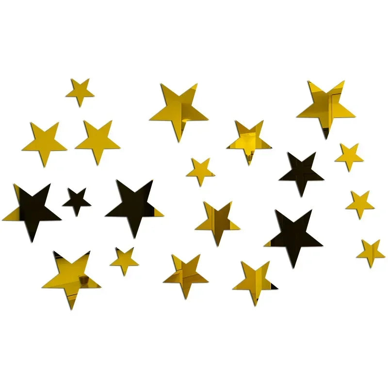 20pcs Gold Star Wall Sticker Mirrors
