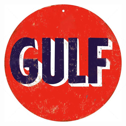 Gulf Red Blue Vintage Mechanic Shop Garage Decor Metal Sign Poster