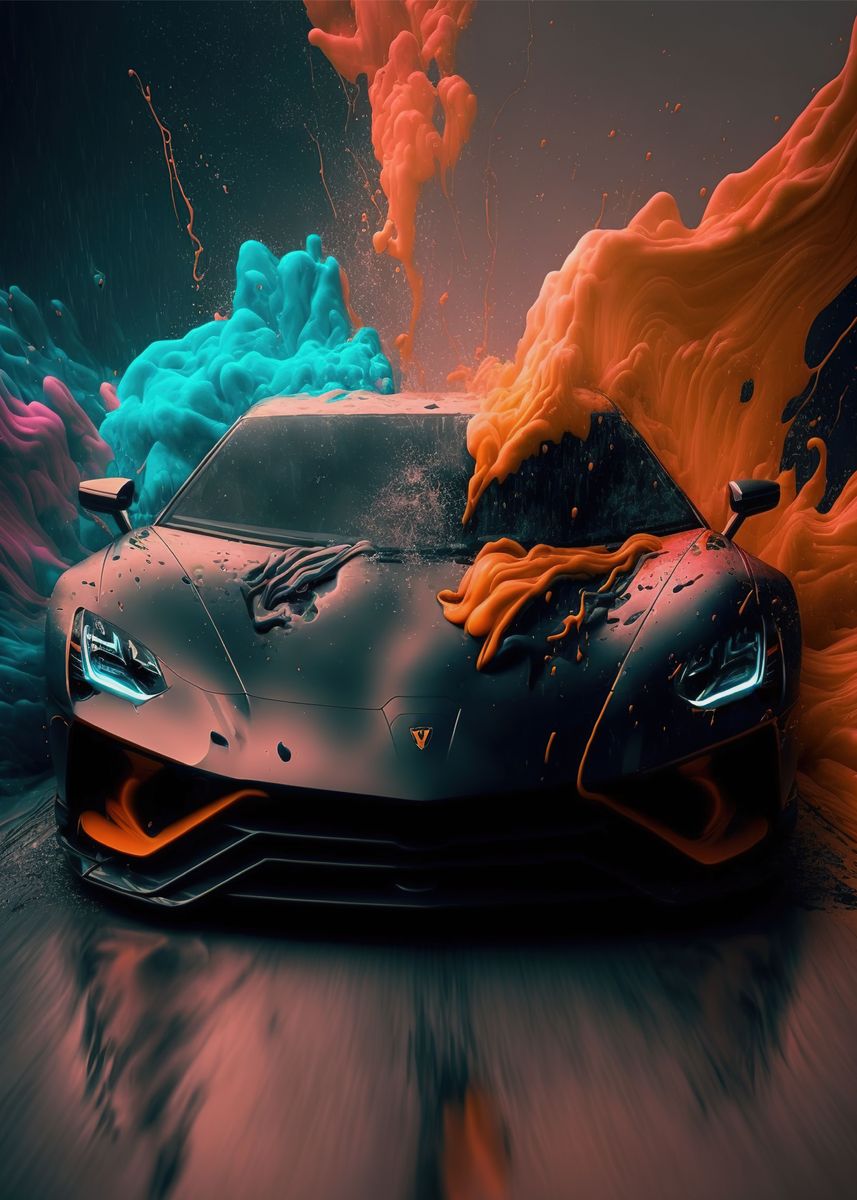 Lamborghini Super Car Futuristic Art Poster